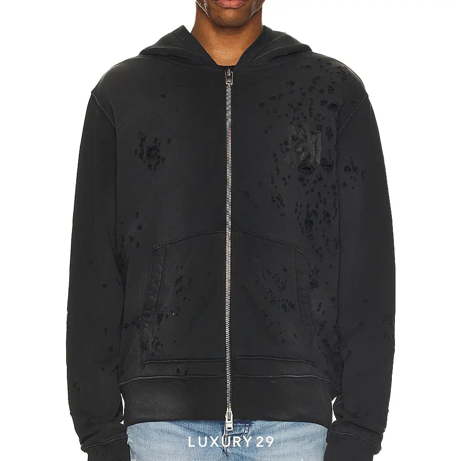 AMIRI MA LOGO SHOTGUN ZIP HOODIE FADED BLACK AMIRI