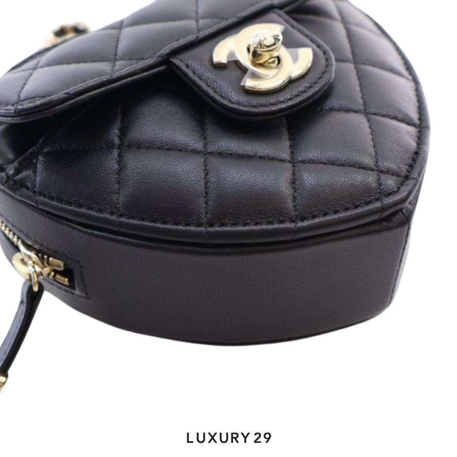 Chanel Heart Clutch with Chain Black CHANEL