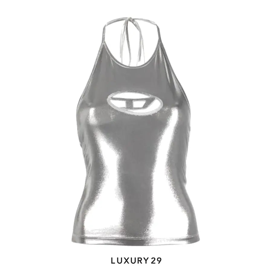 Diesel T-Salila-Od Halterneck Tank Top - Silver
