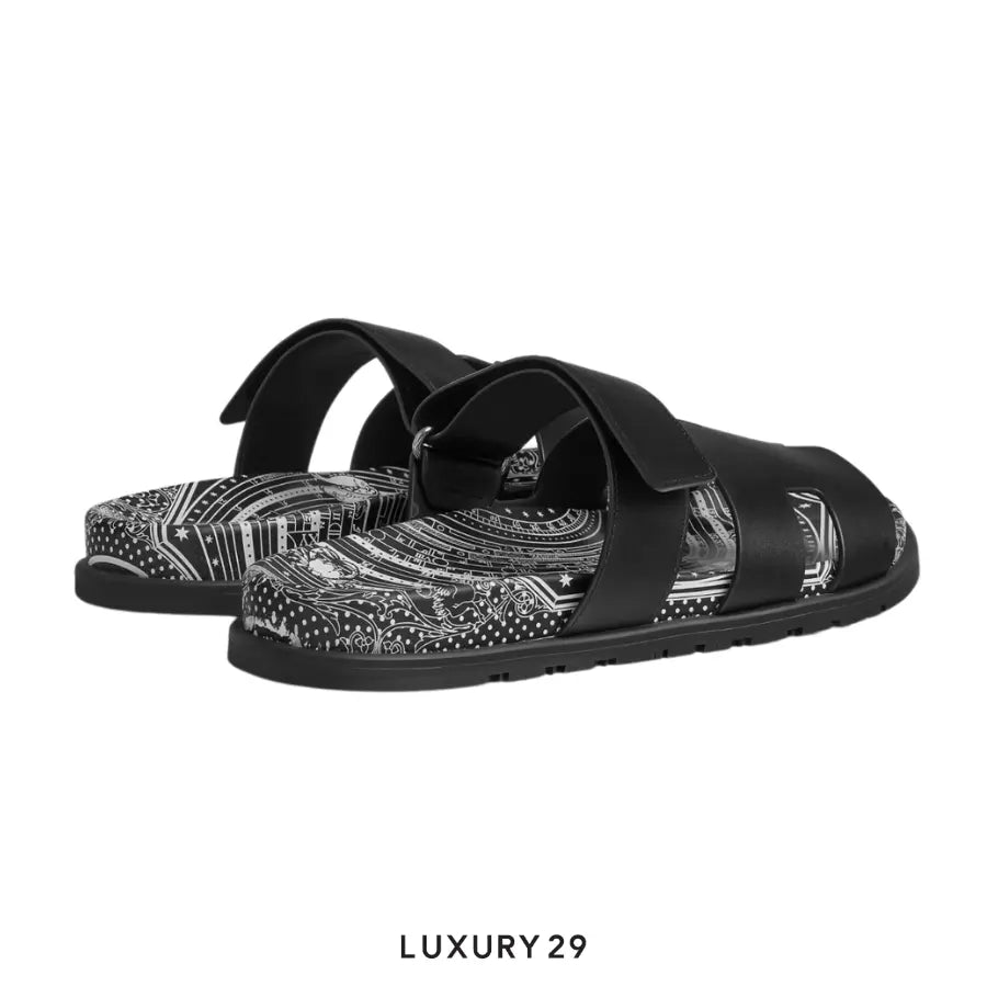Hermes Unisex Street Style Logo Sandals Noir HERMES