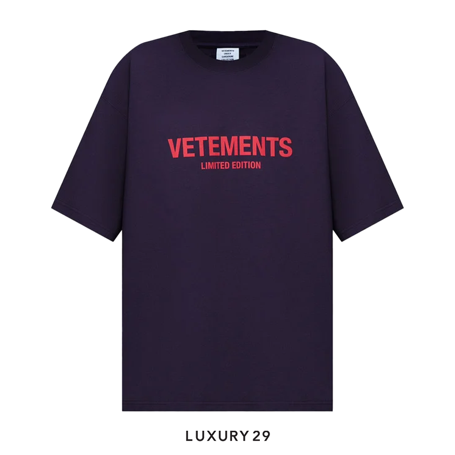 VETEMENTS Purple t-shirt with logo print VETEMENTS