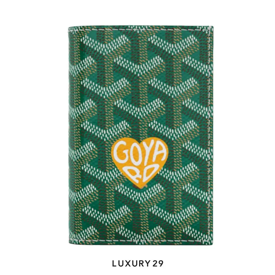 Goyard Saint-Pierre Card Wallet Green Hand-Painted Heart Yellow