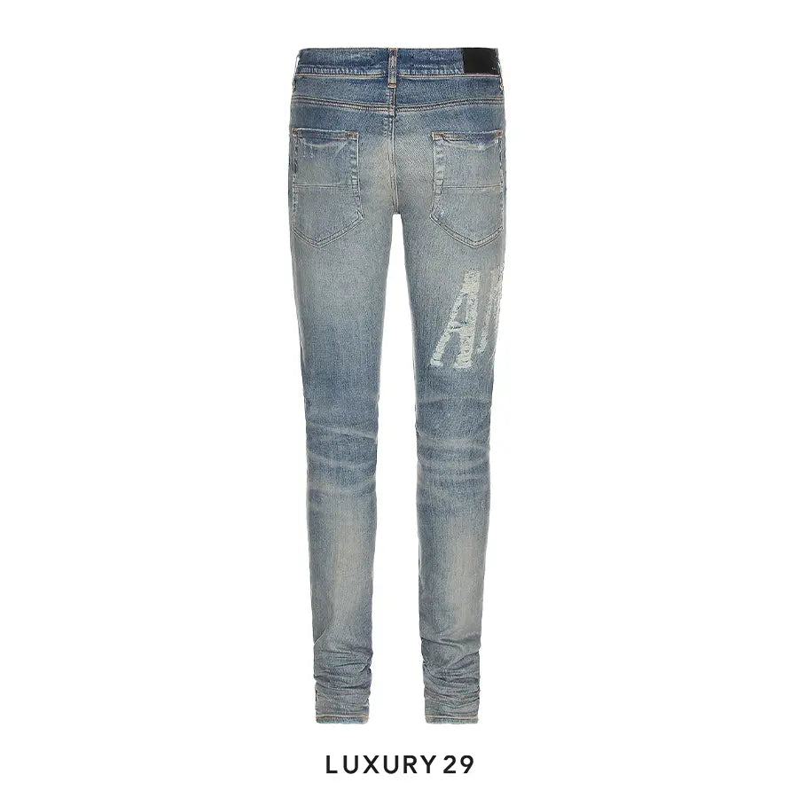 AMIRI DISTRESSED LOGO JEAN CLAY INDIGO AMIRI