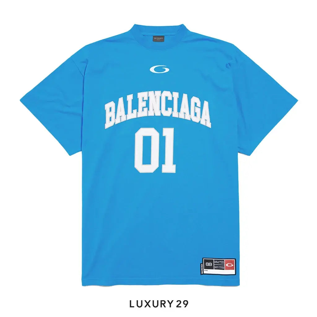 Balenciaga Men's Basketball Series - Oversized T-shirt in Blue