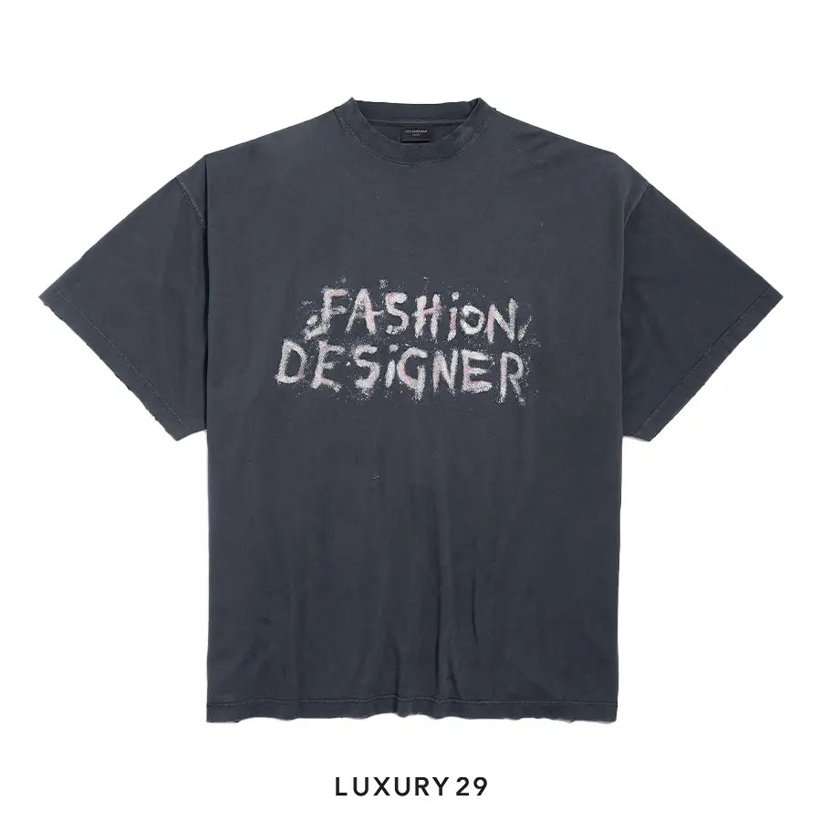 Balenciage Fashion Designer Oversized T-shirt in Faded Black