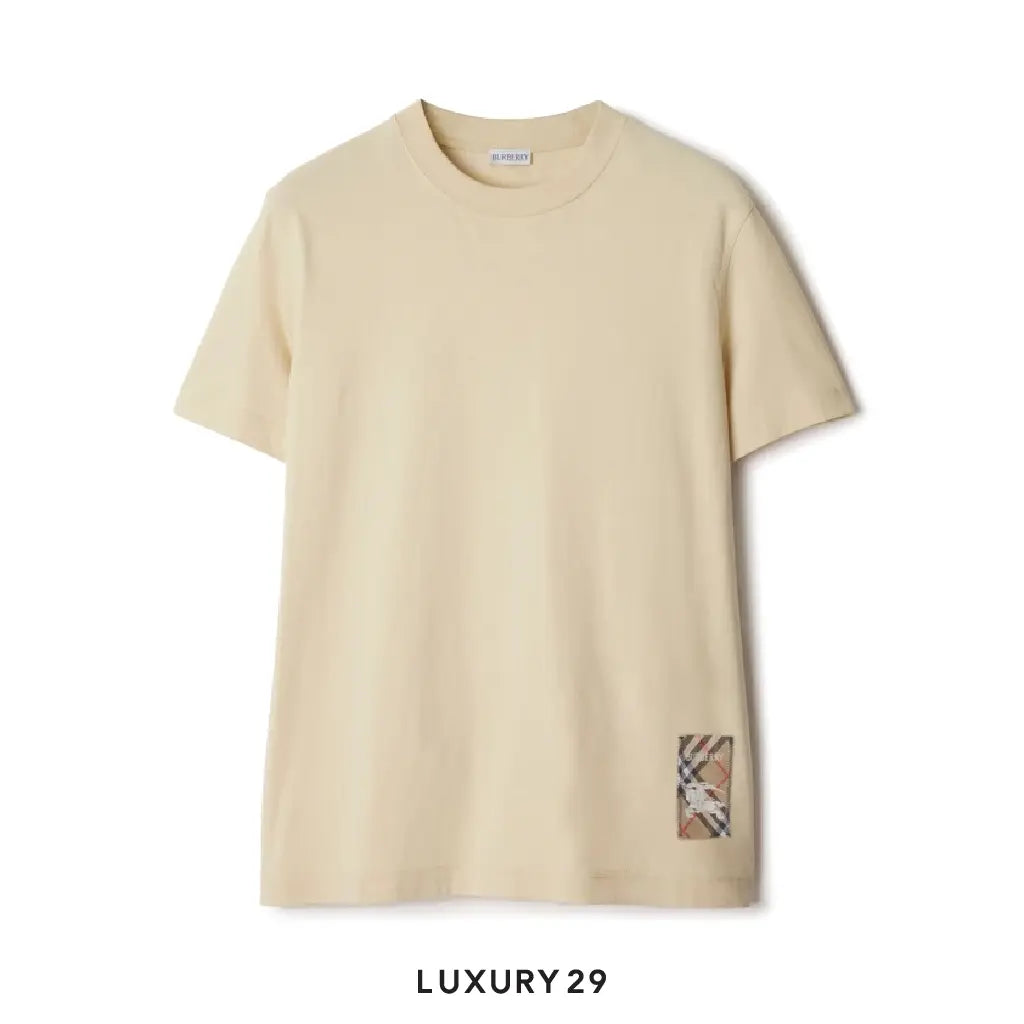 Burberry Check Label Cotton T-shirt Nutmeg