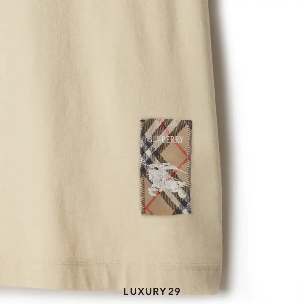Burberry Check Label Cotton T-shirt Nutmeg BURBERRY