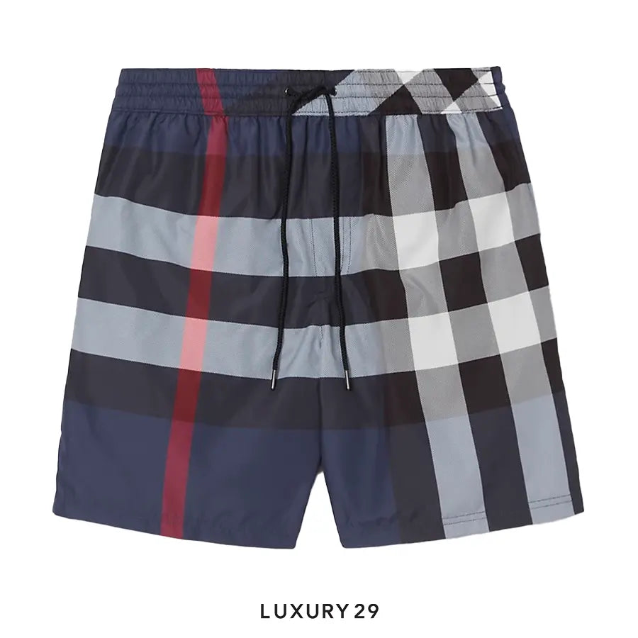 Burberry Check Swim Shorts Carbon blue