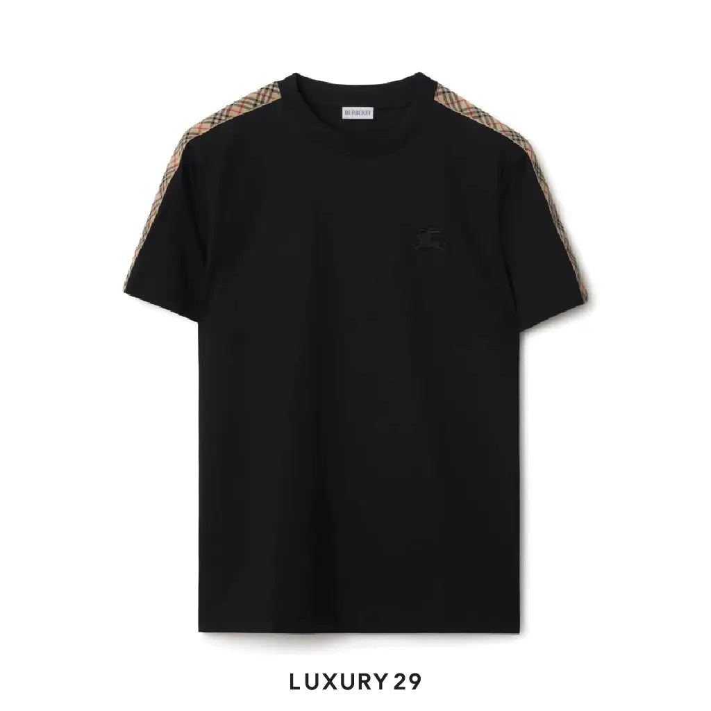 Burberry Check Trim Cotton T-shirt Black