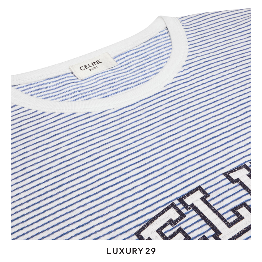 Celine 70s t-shirt in striped jersey Blue/White CELINE