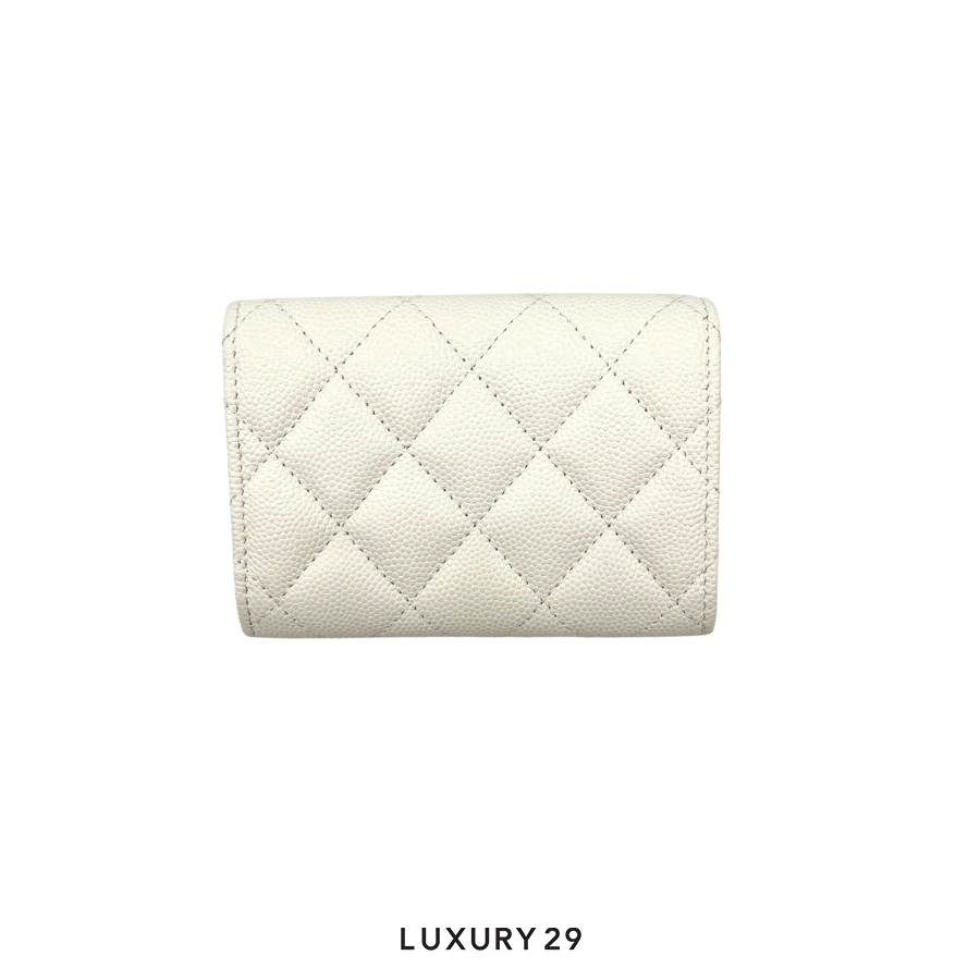 Chanel Matelasse Small Flap Wallet Tri-fold Wallet White CHANEL