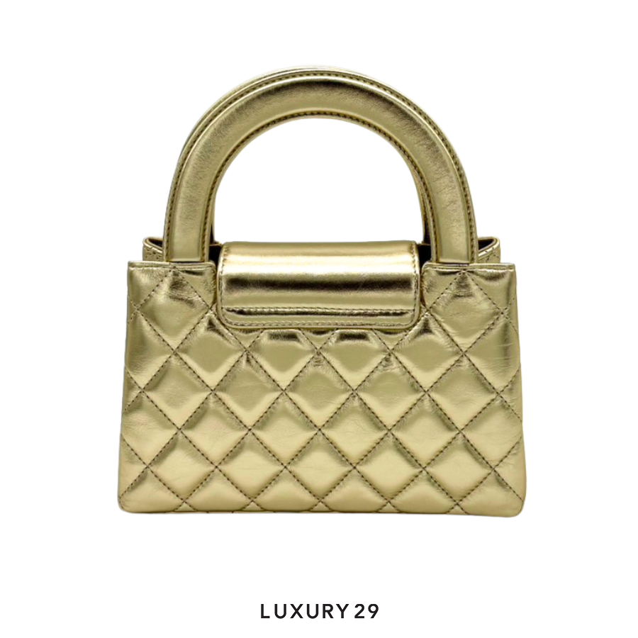 Chanel Mini Shopping Bag In Shiny Aged Calfskin Gold CHANEL