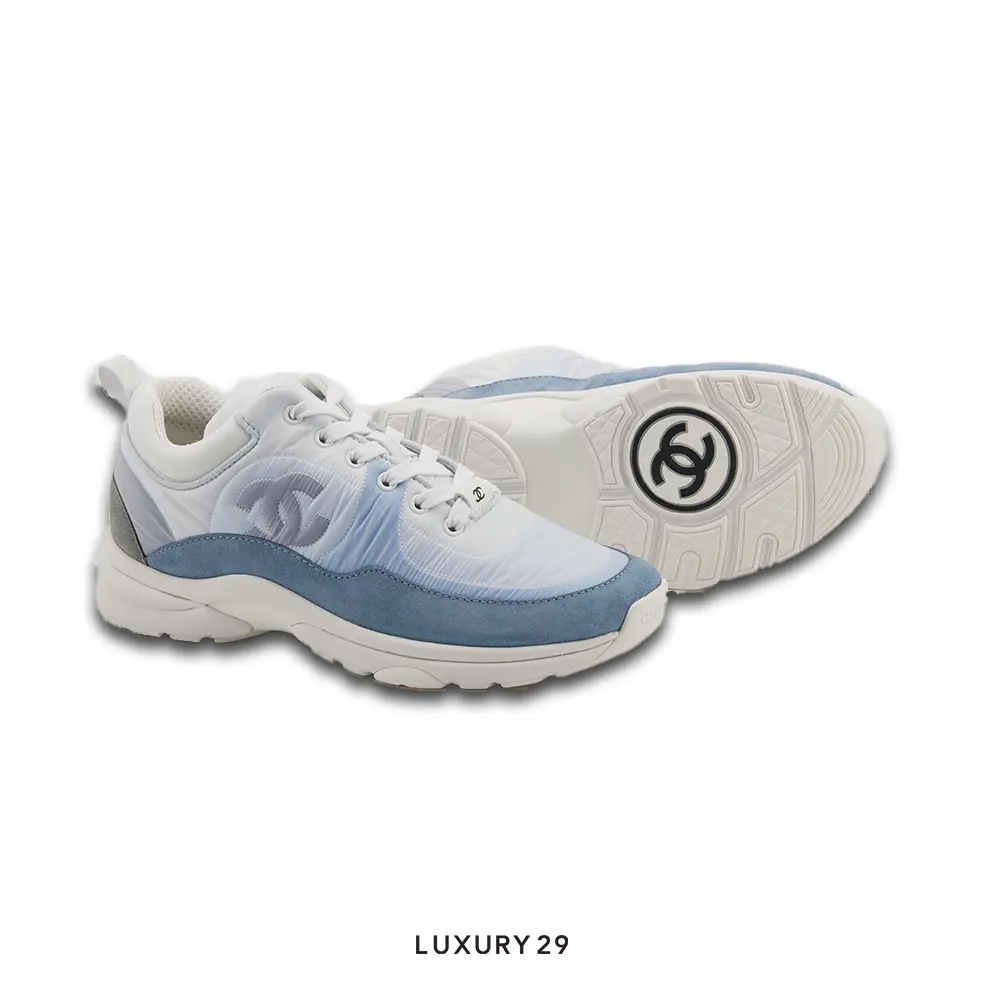 Chanel Trainers Fabric & Suede Calfskin Sky Blue CHANEL