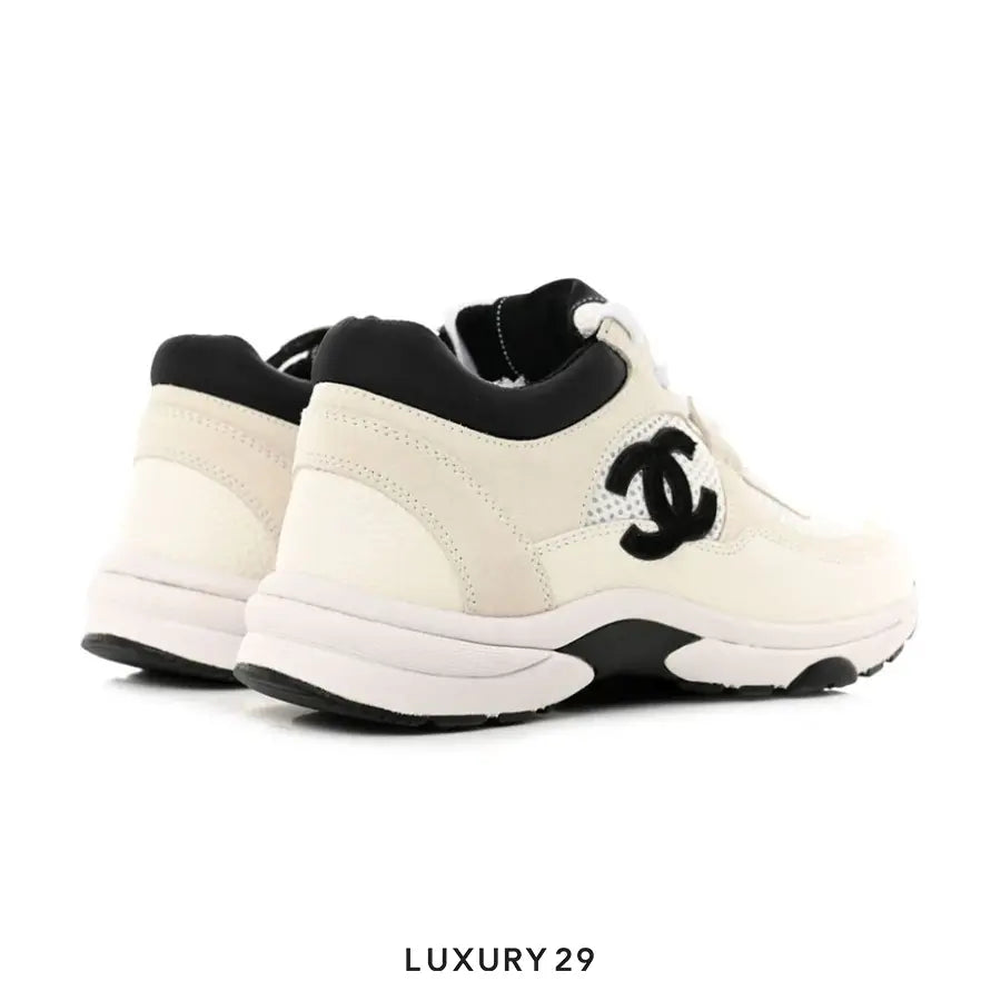 Chanel Trainers Fabric & Suede Calfskin White Black(M) CHANEL