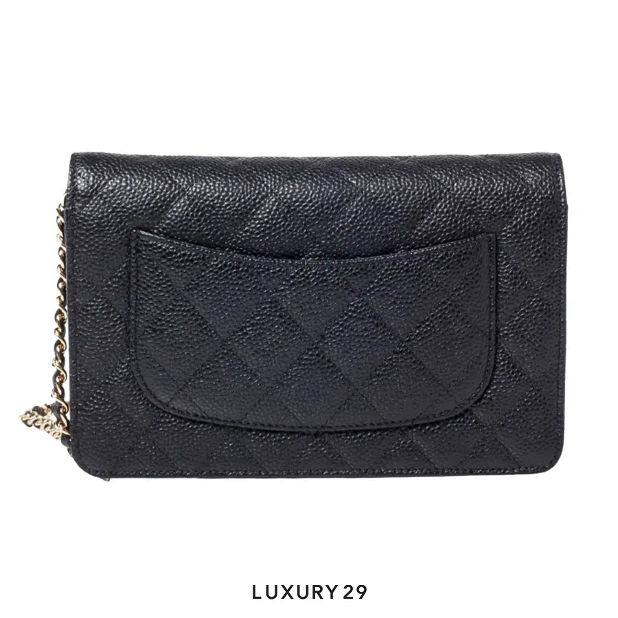 Chanel Wallet On Chain WOC In Grained Calfskin Caviar with Gold Hardware Black CHANEL