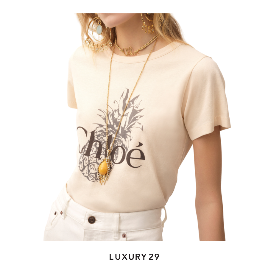 Chloe Baby fit logo T-shirt in cotton jersey Tender Peach CHLOE