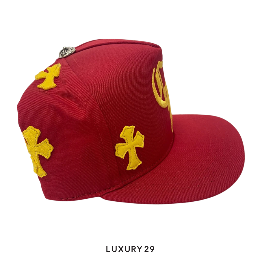 Chrome Hearts Leather Cross Patch Hat Red/Yellow CHROME HEARTS