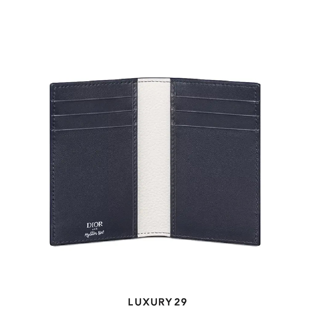 DIOR AND HYLTON NEL Vertical Bifold Card Holder Navy Blue DIOR
