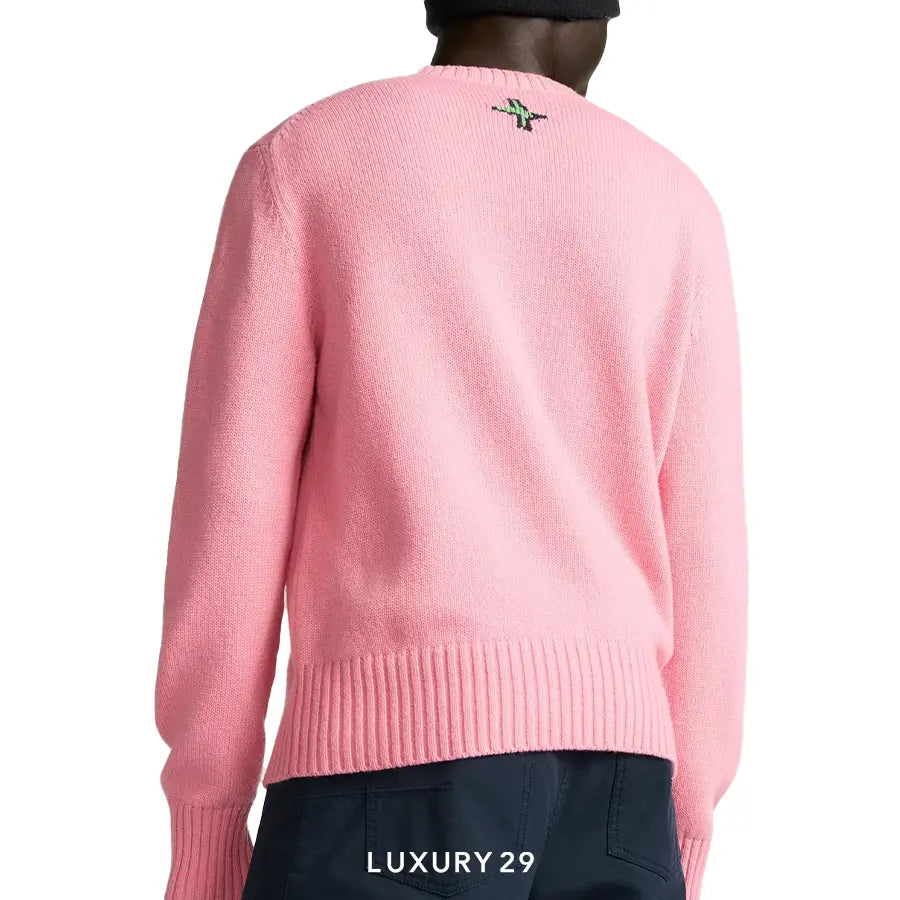 DIOR AND LEWIS HAMILTON Sweater Pink Virgin Wool and Cashmere Intarsia DIOR