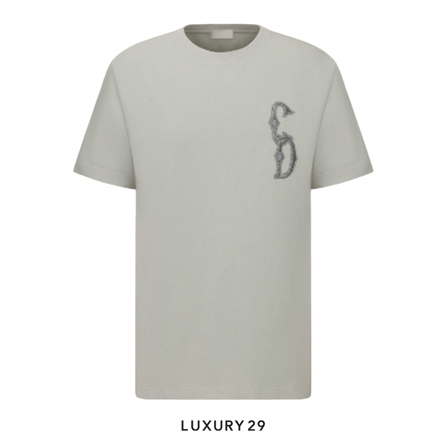 Dior CD Interlaced Relaxed-Fit T-Shirt Gray Organic Cotton Jersey DIOR