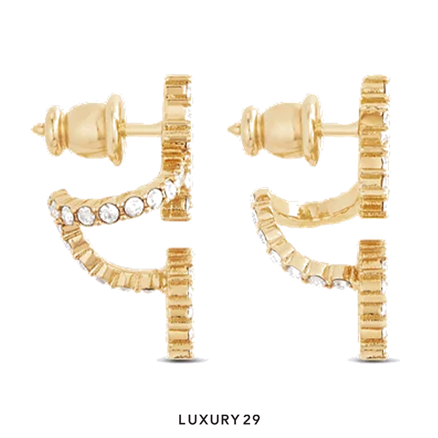 Dior Clair D Lune Earrings Gold-Finish Metal and White Crystals DIOR
