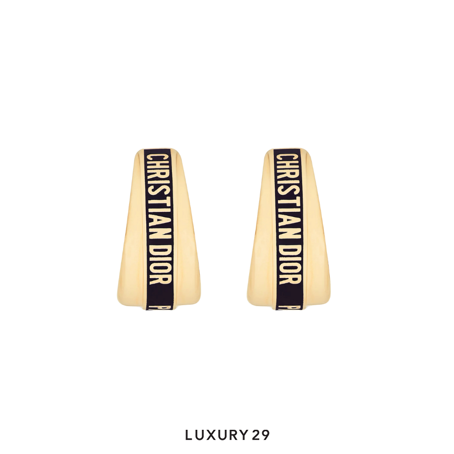 Dior Code Earrings Gold-Finish Metal and Black Lacquer DIOR