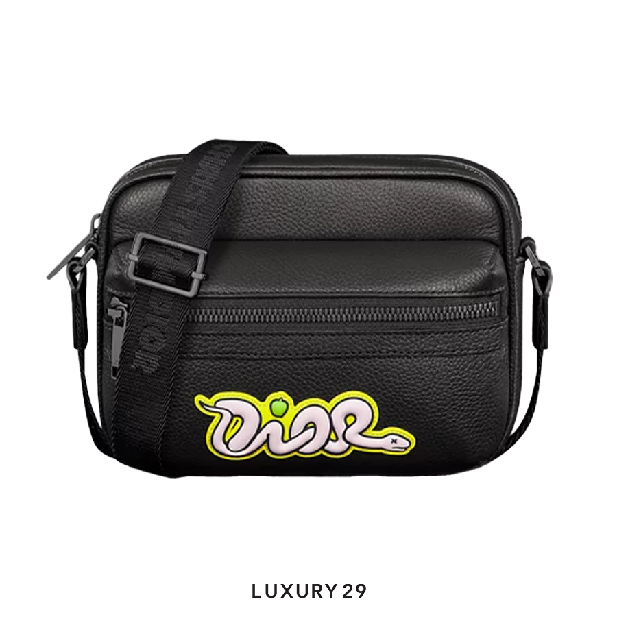 Dior and Kaws Mini Rider 2.0 Zipped Messenger bag Yellow/Black DIOR