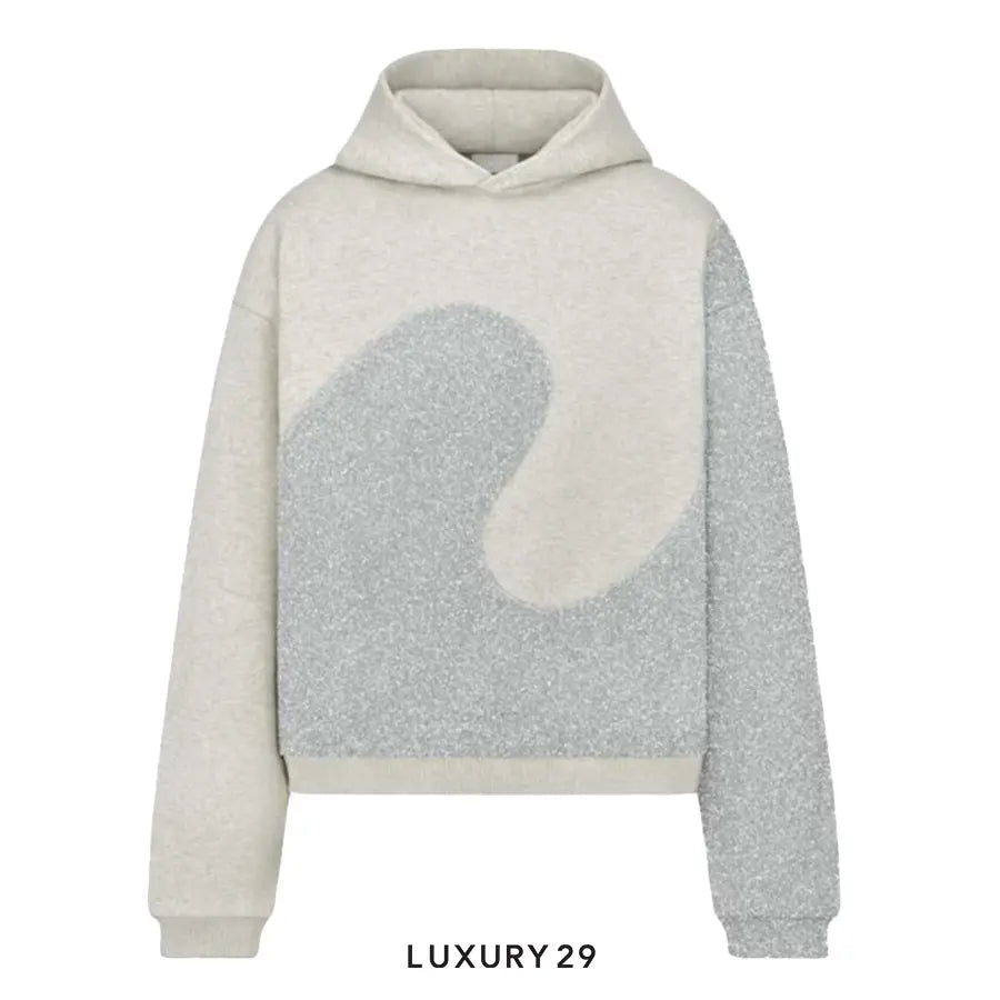 Dior by ERL Hooded Sweatshirt, Relaxed Fit Sweatshirt Gray Heathered Cotton Fleece