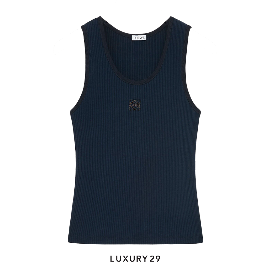 Loewe Tank top in silk Deep Marine