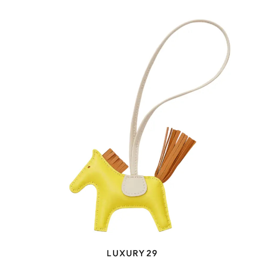 Hermes Rodeo MM charm Lime / Sesame / Craie