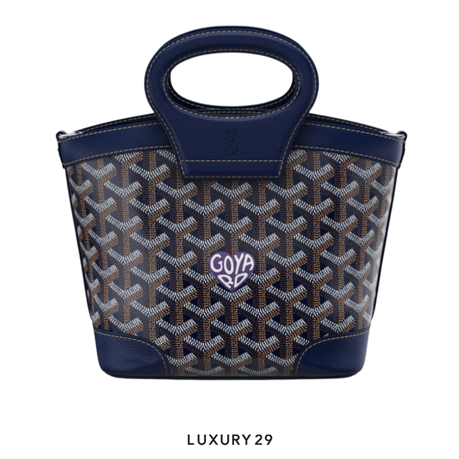 Goyard Beluga Mini Bag Navy Blue Hand-Painted Heart Purple GOYARD