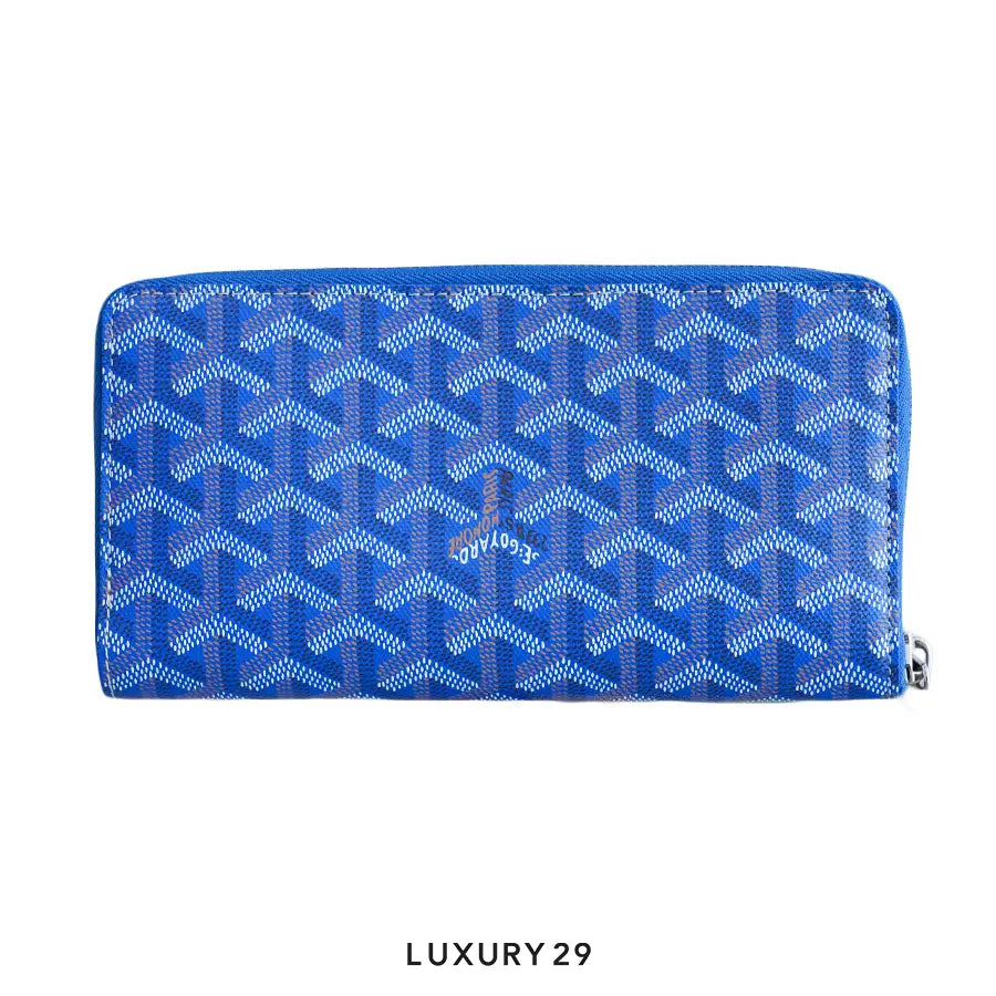 Goyard Matignon GM Wallet Sky Blue Hand-Painted Heart Black