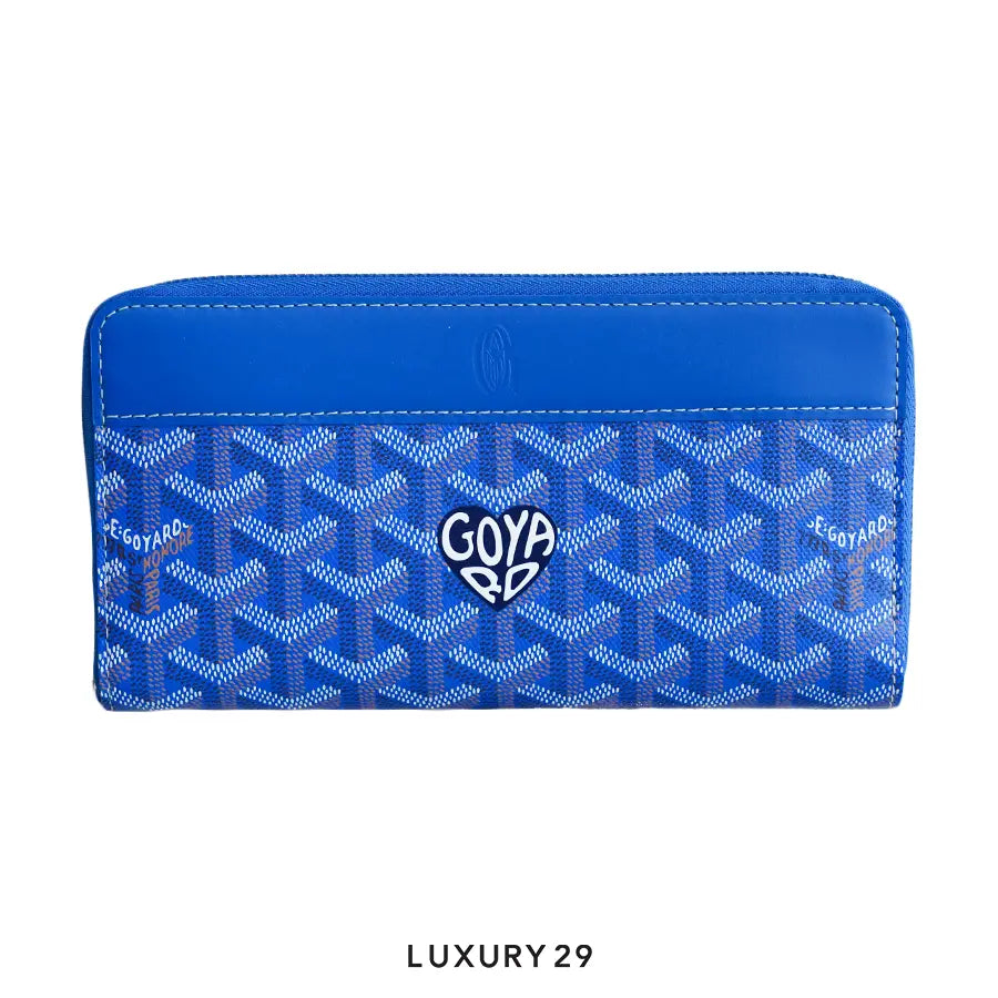 Goyard Matignon GM Wallet Sky Blue Hand-Painted Heart Black GOYARD