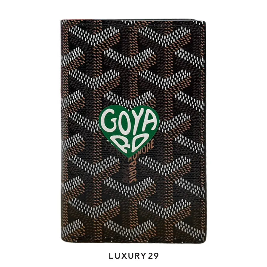 Goyard Saint-Pierre Card Wallet Black Hand-Painted Heart Green