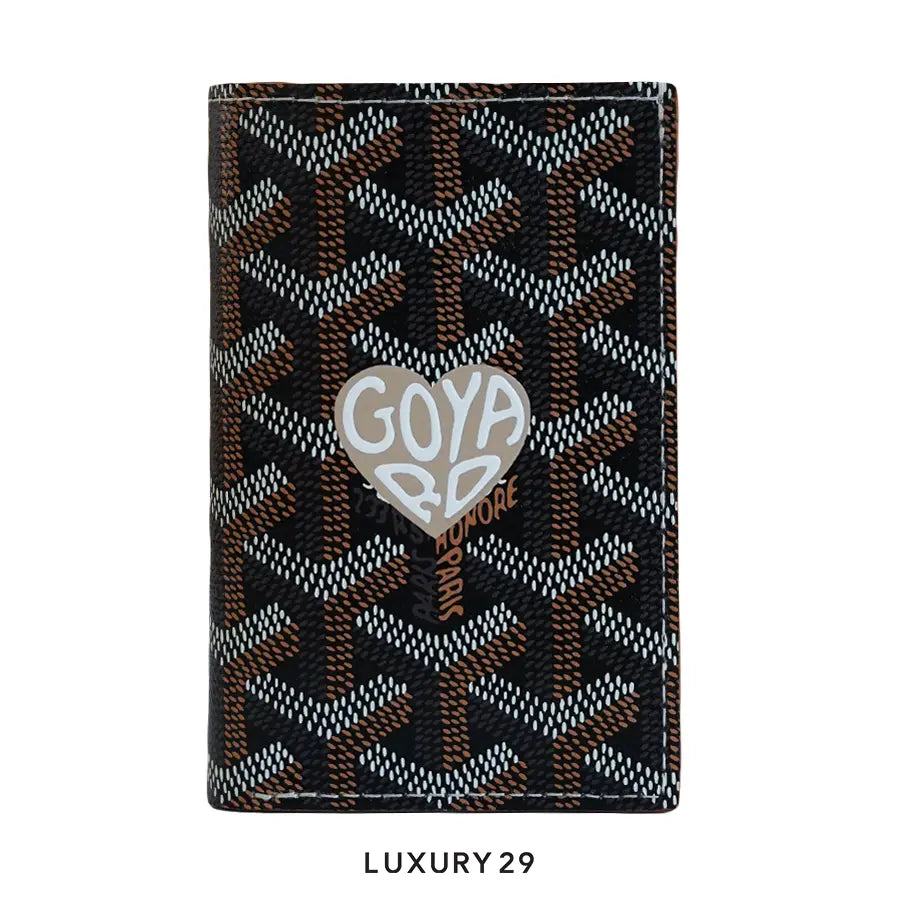 Goyard Saint-Pierre Card Wallet Black & Tan Hand-Painted Heart Brown GOYARD