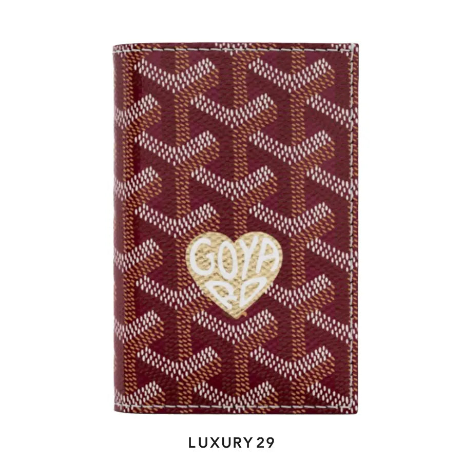 Goyard Saint-Pierre Card Wallet Burgundy Hand-Painted Heart Brown GOYARD