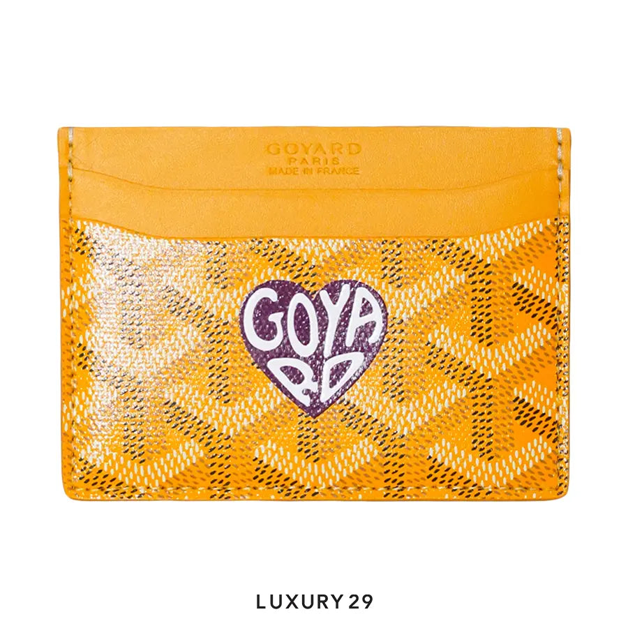 Goyard Saint-Sulpice Card Wallet Yellow Hand-Painted Purple GOYARD
