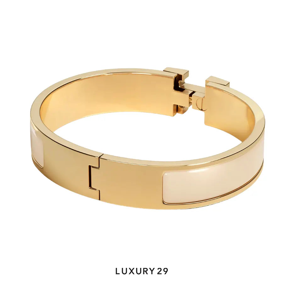 Hermes Clic H Glitter bracelet gold plated Creme HERMES