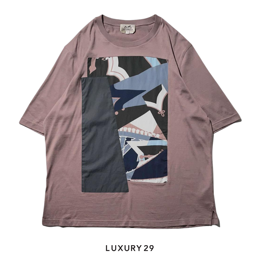 Hermes Cotton Silk Crew Neck T-shirt Smokey Pink HERMES