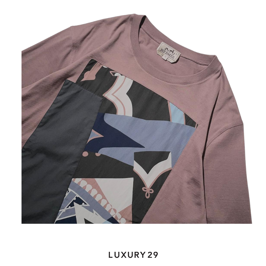Hermes Cotton Silk Crew Neck T-shirt Smokey Pink HERMES