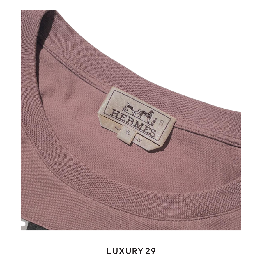 Hermes Cotton Silk Crew Neck T-shirt Smokey Pink HERMES