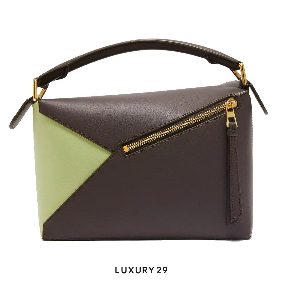Loewe Small Puzzle Bag in Classic Calfskin and Suede Chocolate/Tan LOEWE