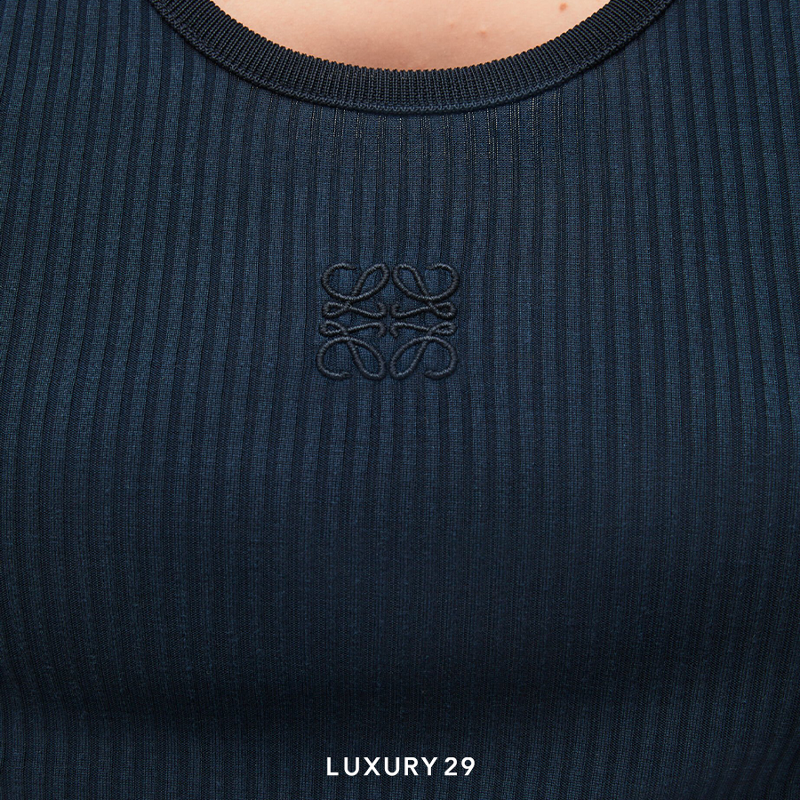 Loewe Tank top in silk Deep Marine LOEWE
