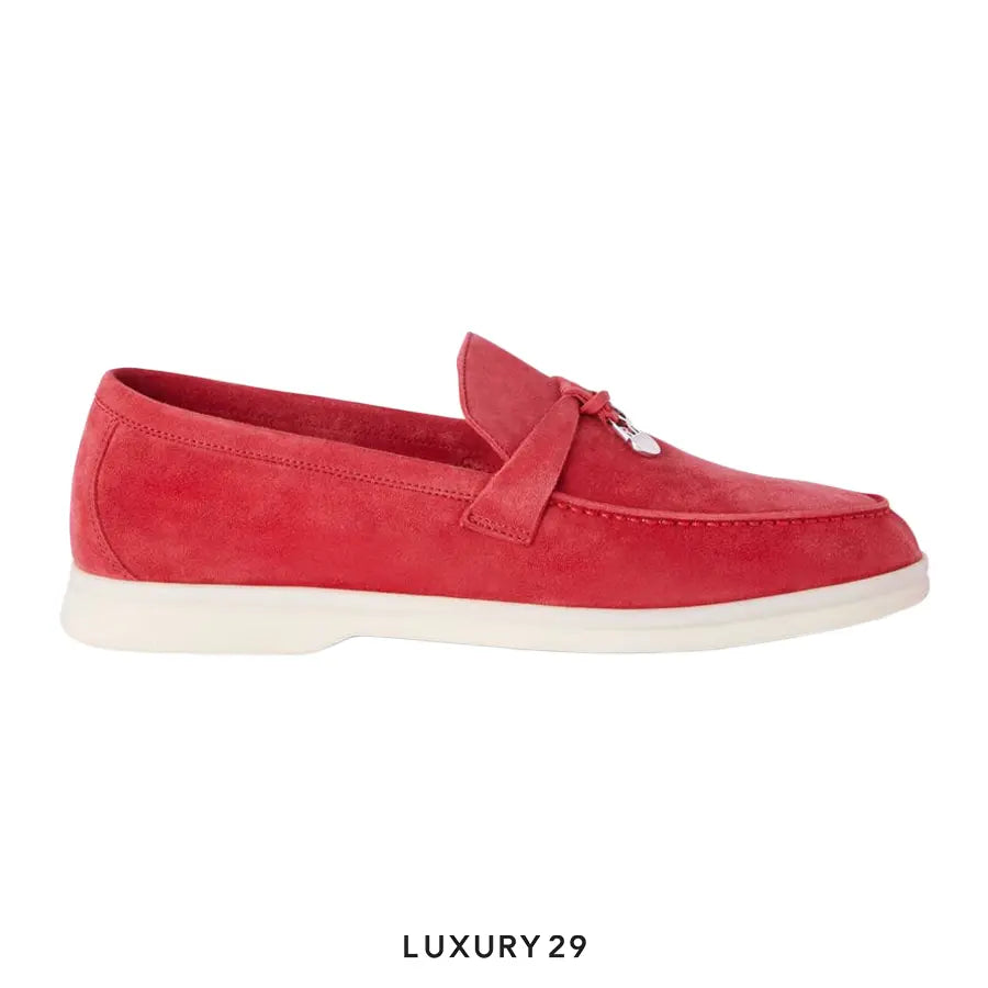 Loro Piana Summer Charms Walk Loafer Suede Tango Red