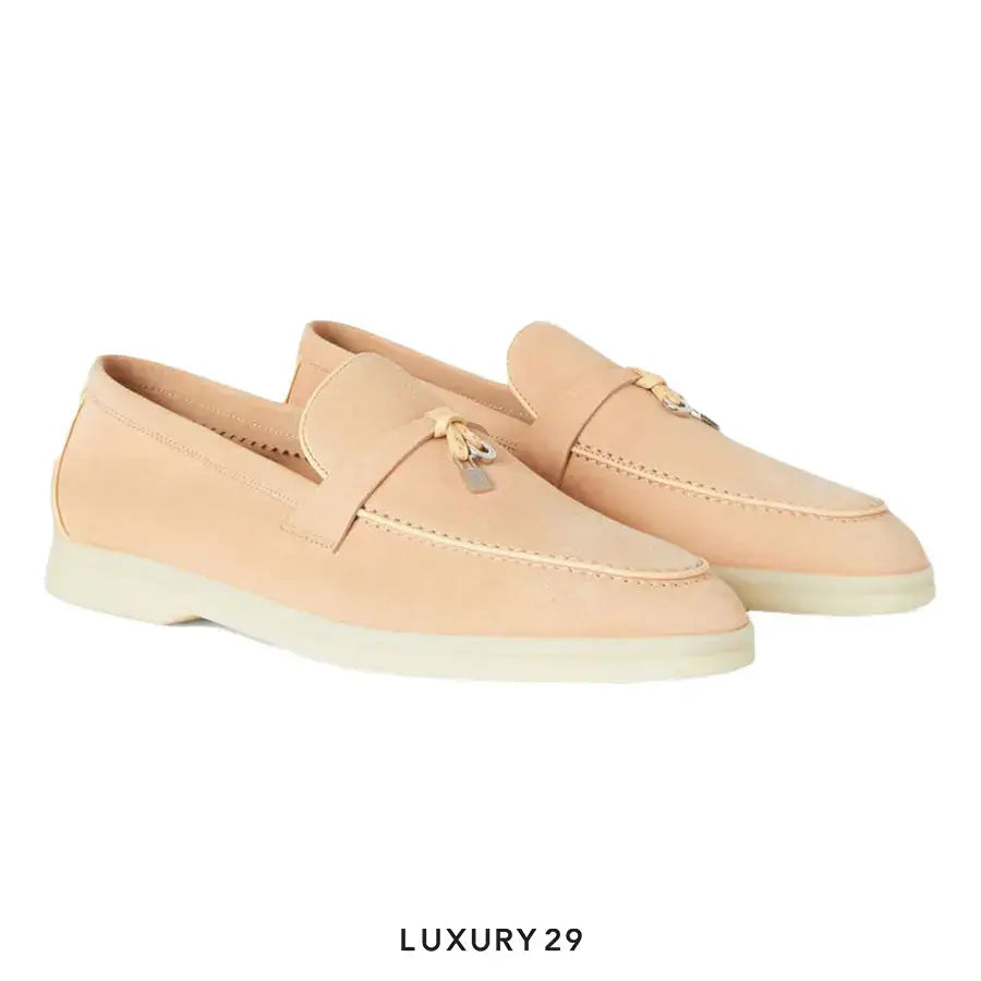 Loro Piana Summer Charms Walk Loafers Suede Goatskin Pink Reef LORO PIANA