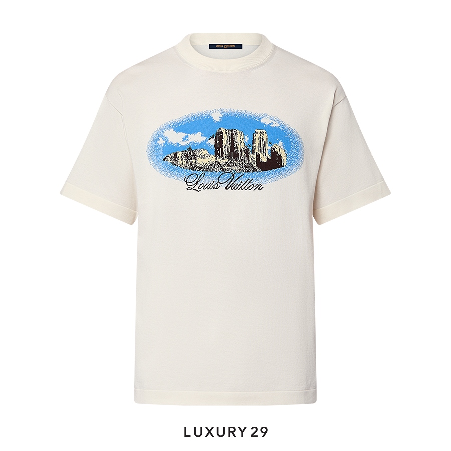 Louis Vuitton LV Graphic Short-Sleeved Cotton Crewneck0311003500-1AFXK1-15-0032Apparel & Accessories > Clothing > Clothing Tops > T-Shirts