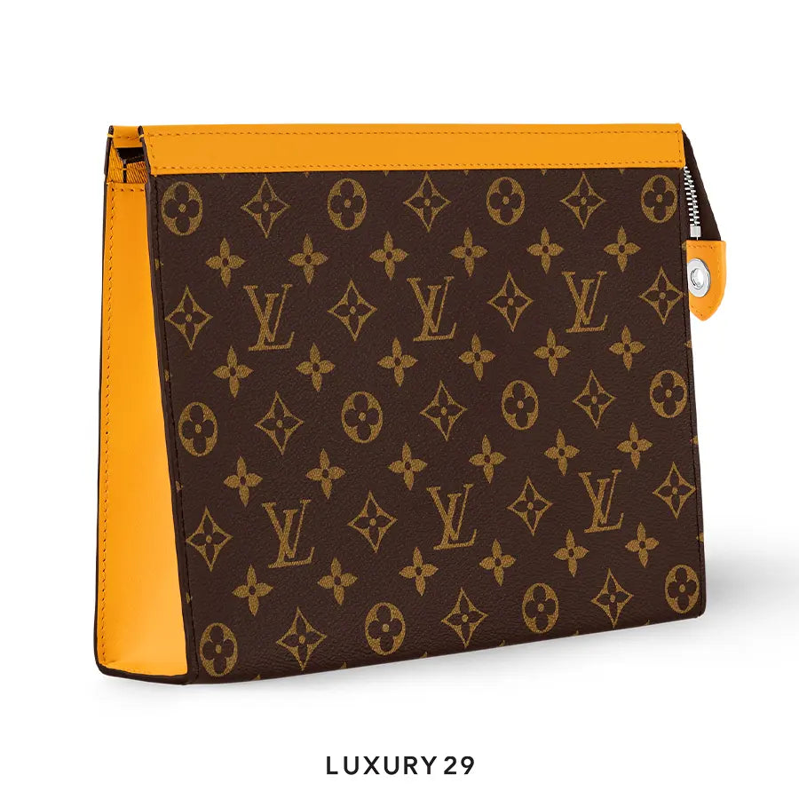 Louis Vuitton LV Pochette Voyage MM Pouch Monogram Macassar coated canvas Safran Yellow LOUIS VUITTON