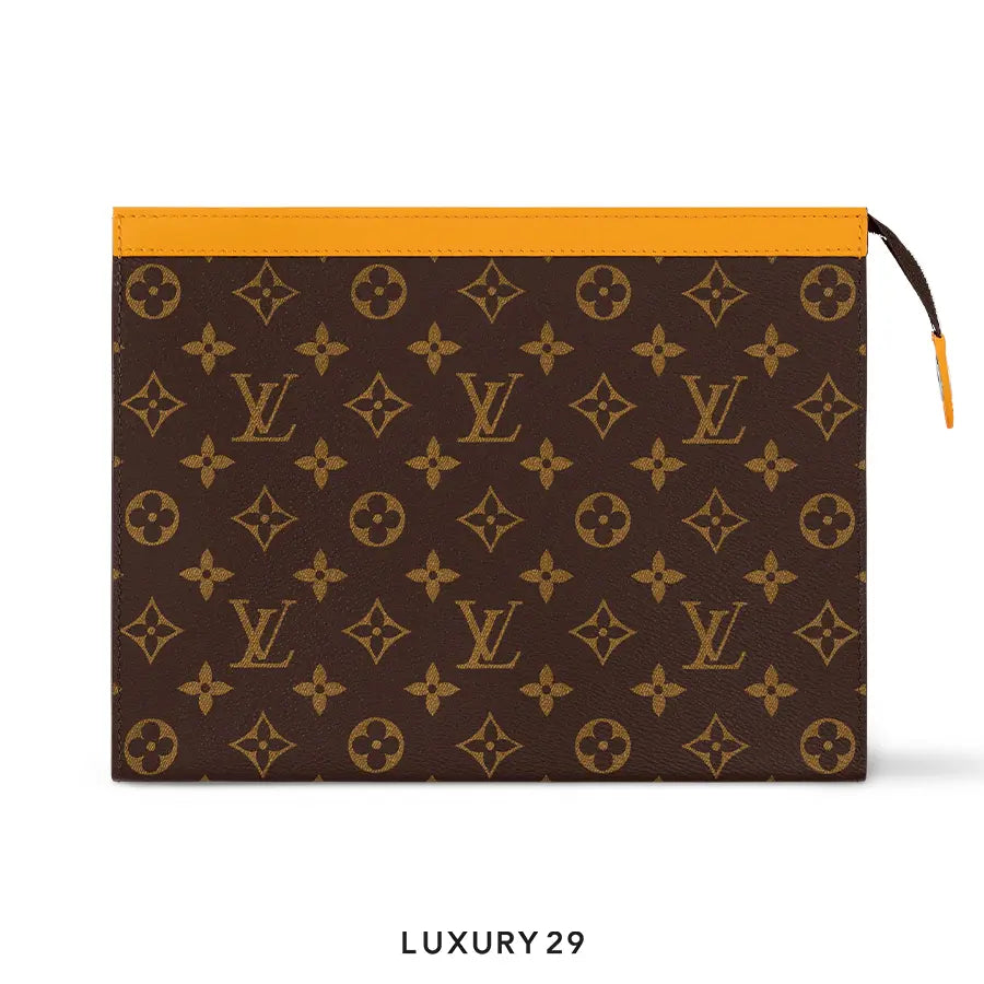 Louis Vuitton LV Pochette Voyage MM Pouch Monogram Macassar coated canvas Safran Yellow LOUIS VUITTON