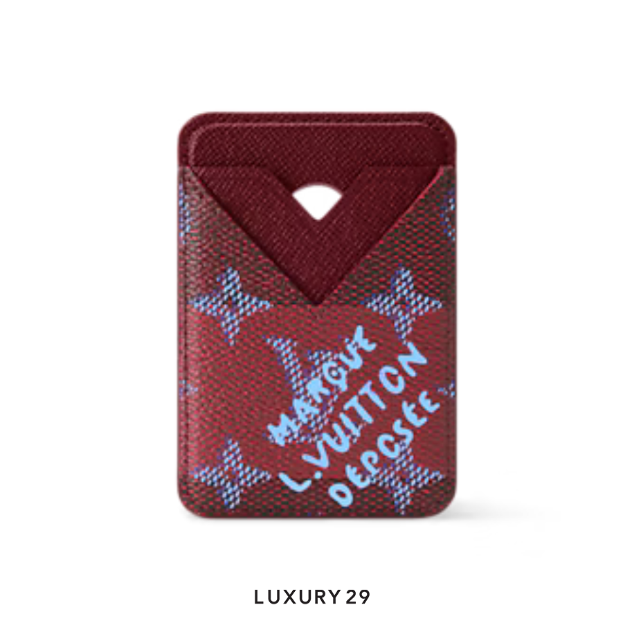 Louis Vuitton LV Porte-Cartes Magnet Card Holder Red Stripes LOUIS VUITTON