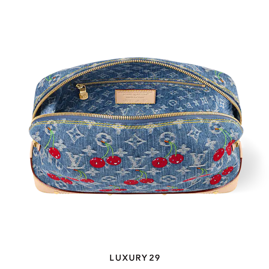Louis Vuitton LV x TM Cosmetic Pouch GM Monogram cherry denim Blue LOUIS VUITTON